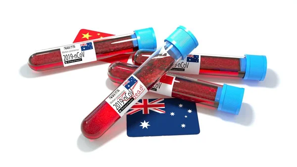 Commonwealth Australia Drapeau National Wuhan 2019 Ncov Virus Bio Éprouvette — Photo
