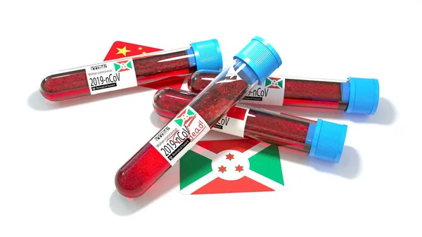 Republik Burundi Nationalflagge Wuhan 2019 Ncov Virus Bio Reagenzglas Illustration — Stockfoto