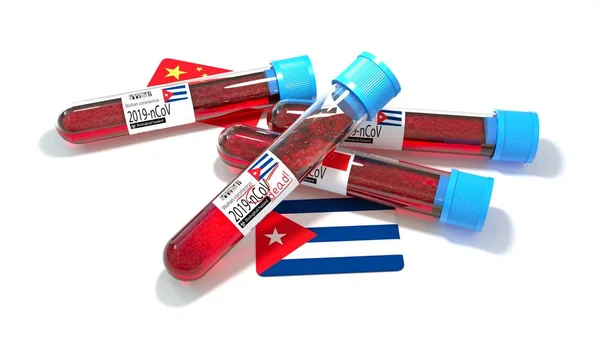 Bandera Nacional República Cuba Wuhan 2019 Ncov Virus Bio Test — Foto de Stock
