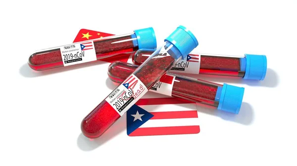 Mancomunidad Puerto Rico Bandera Nacional Wuhan 2019 Ncov Virus Bio — Foto de Stock