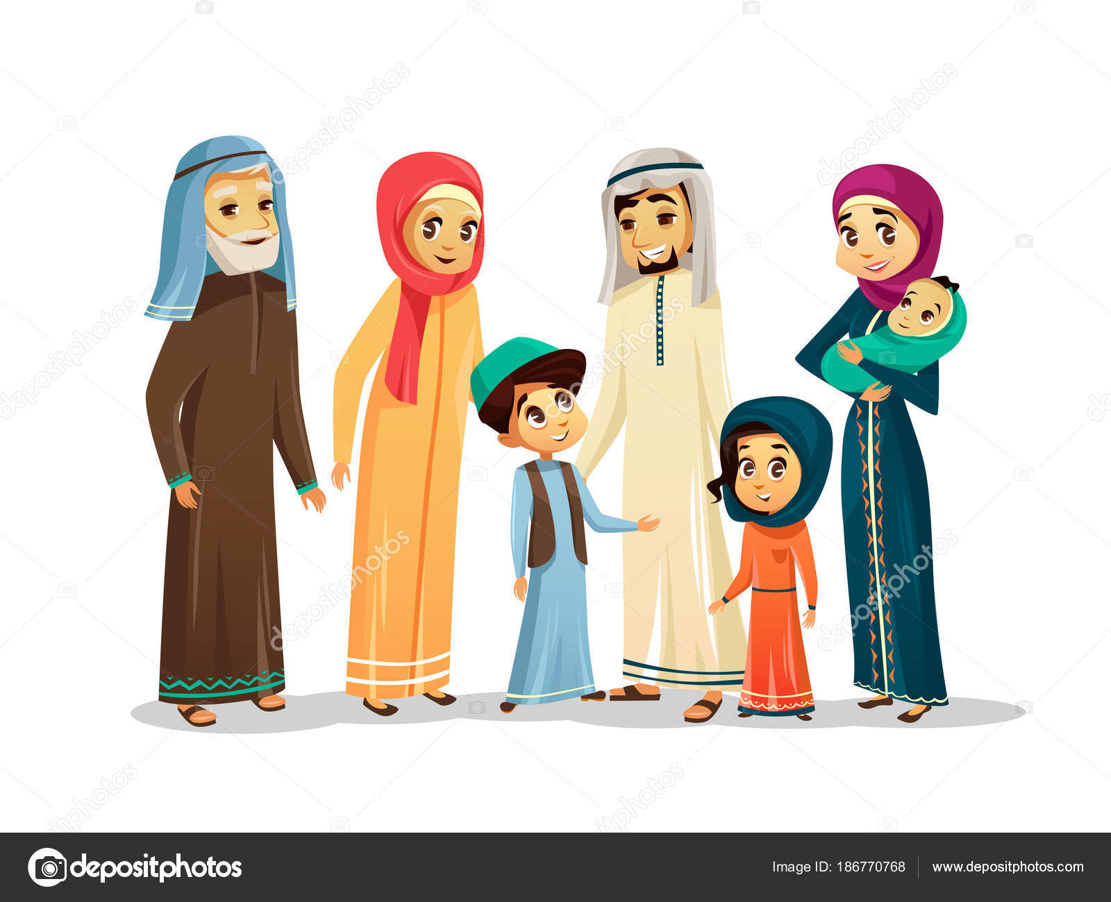 Vector Cartoon Arab Family Characters Set Stock Vector Image By C Vectorpouch