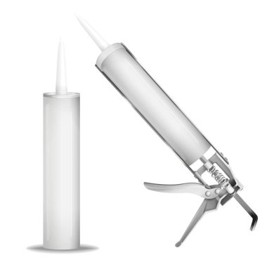 Silikon silah vektör çizim 3d izole gerçekçi dolgu macunu veya inşaat doldurmayı silah mockup modeli