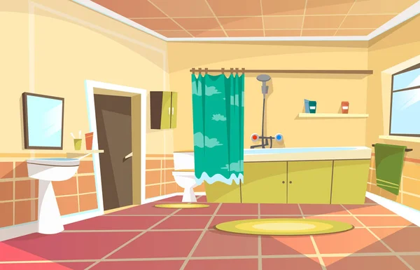 Vecteur dessin animé salle de bain fond intérieur — Image vectorielle