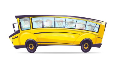 Vektör karikatür Okulu sarı kamyon otobüs çocuklar için