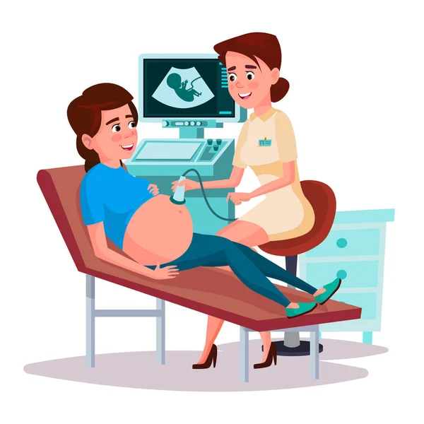 Vektor rajzfilm ultrahang terhesség képernyő koncepció — Stock Vector