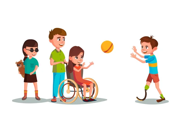 Векторный мультфильм для детей-инвалидов — стоковый вектор