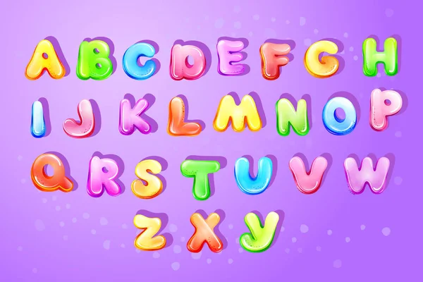 Vector kid alphabet bubble cartoon type letter set — Stock Vector