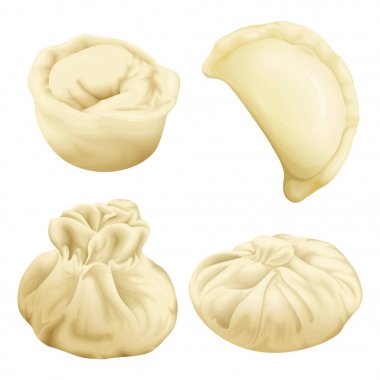 Vektör gerçekçi 3d köfte baozi Hıngel
