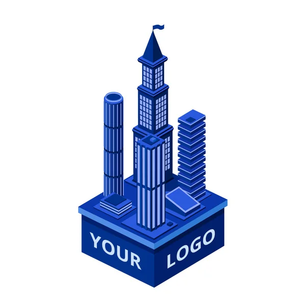 Векторный изометрический современный небоскреб с вашим логотипом — стоковый вектор