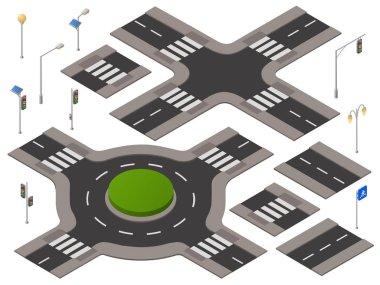 Vektör izometrik crossroads set