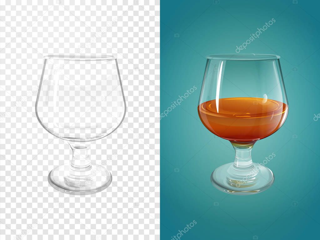 Cognac glass vector illustration realistic crockery