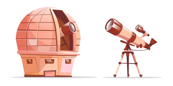 Telescópio vetorial no tripé, observatório de astronomia — Vetor de Stock