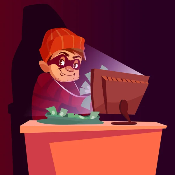 Computer scammer vectorillustratie cartoon — Stockvector