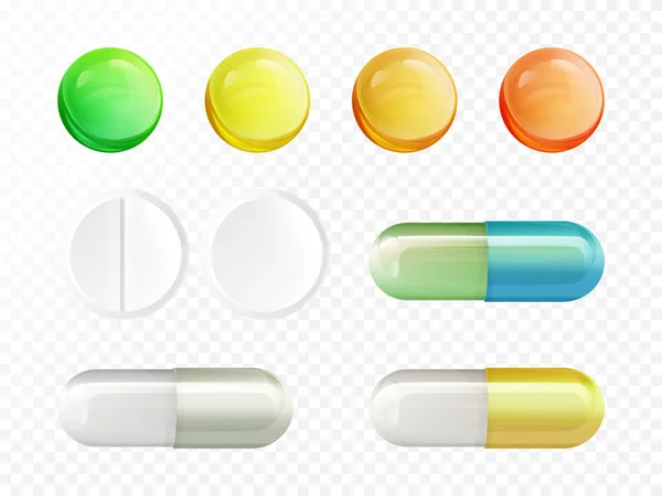 Vector realistische pillen en capsules set — Stockvector