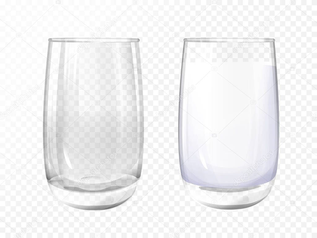 Vectpr realistic empty, milk glass cup set