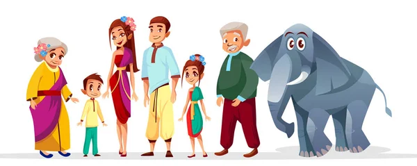 Vector desenho animado tailandês família asiático personagens conjunto . — Vetor de Stock