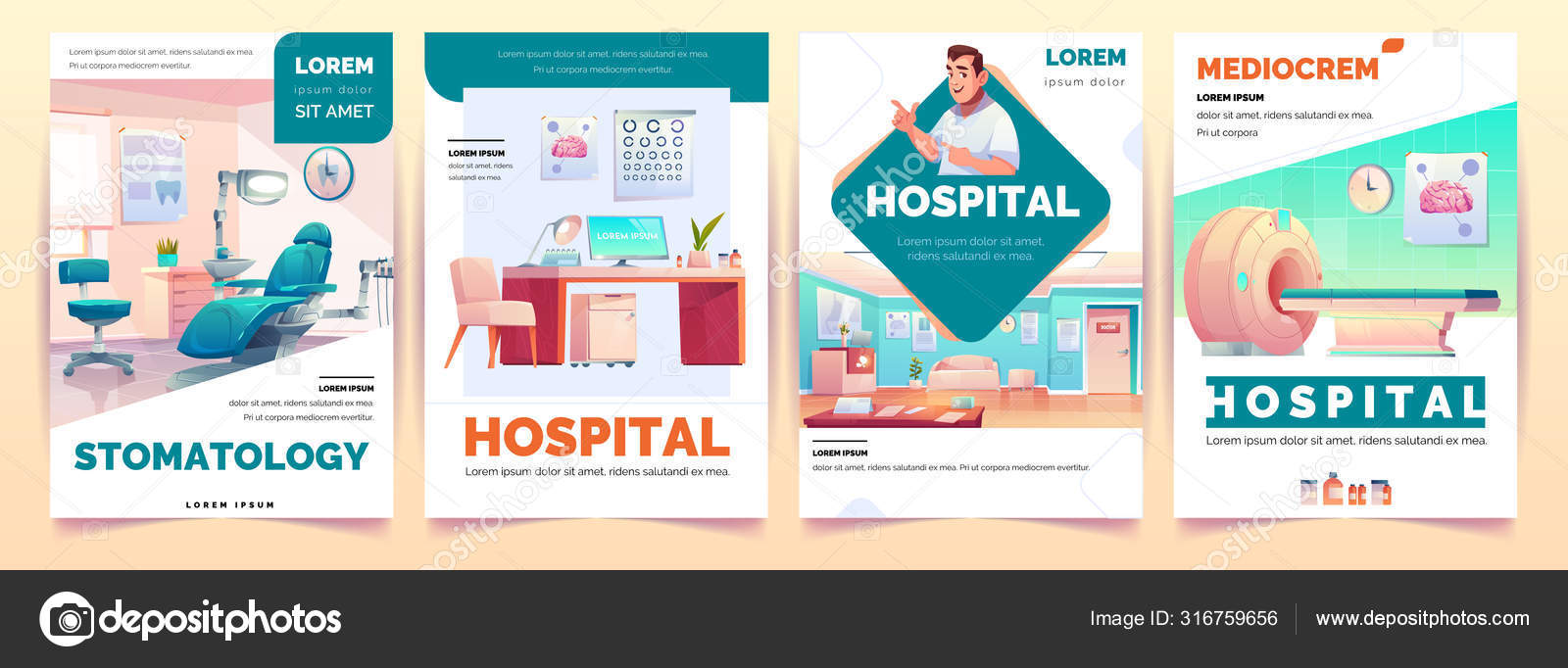 Cartaz de banners de hospital para conjunto de publicidade clínica