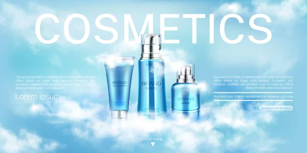 Kosmetik Flaschen Beauty Produktlinie Landing Page — Stockvektor
