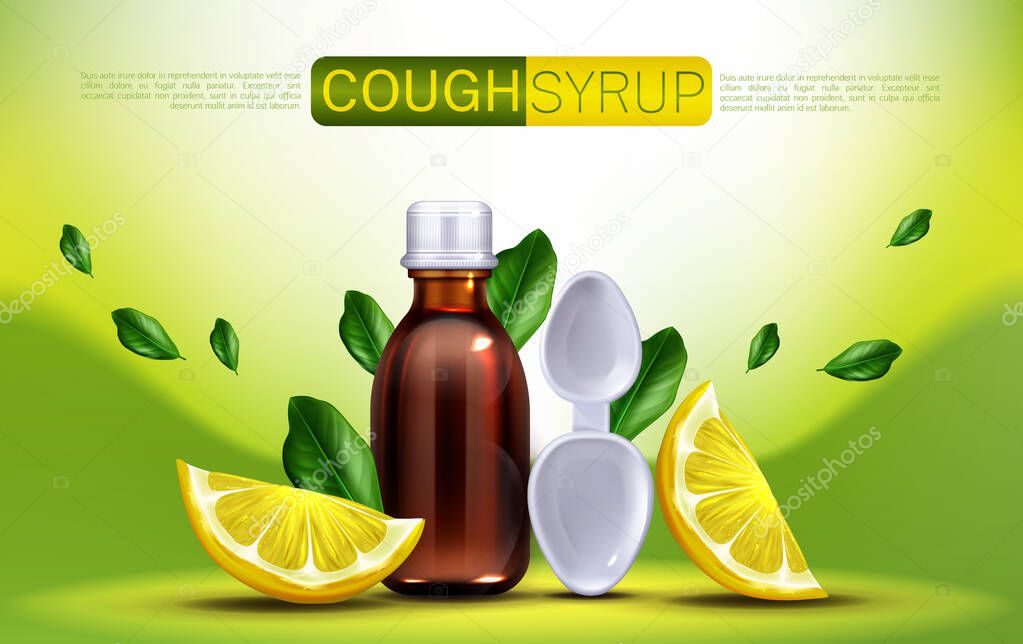 Cough syrup with lemon flavour banner mock up