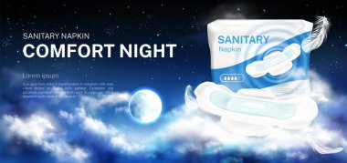Gece paketleri için hijyenik peçeteler pankartı düzenleyin.