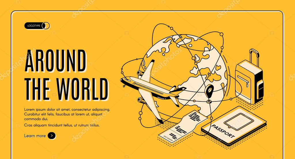Travel around the world isometric landing page
