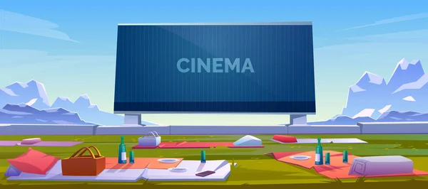 Cinéma en plein air, cinéma en plein air avec sièges — Image vectorielle