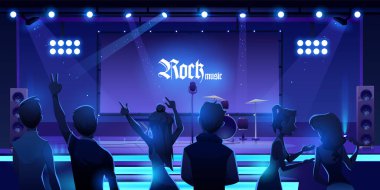 Sahnedeki insanlar rock müzik konseri bekliyor. Olay