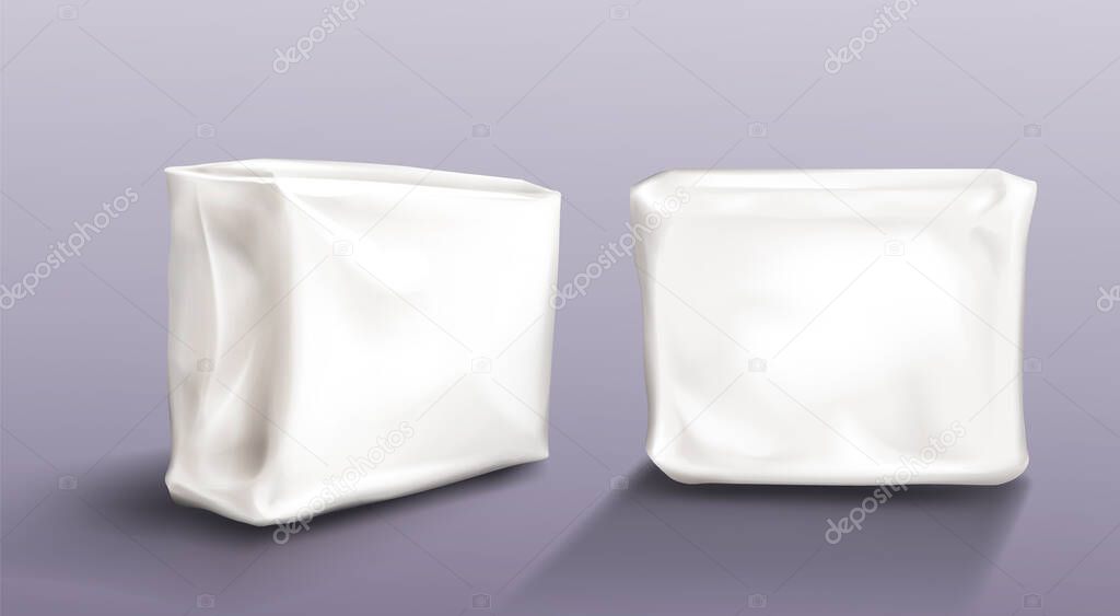Napkin pack mock up set wet wipe towels package