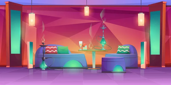 Shisha bar narguilé intérieur, café vide pour fumer — Image vectorielle