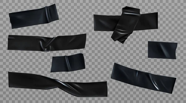 Набор черных изоляционных клеевых полос с морщинами — стоковый вектор