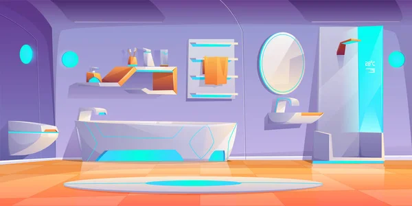 Meubles d'intérieur de salle de bain futuriste et tout — Image vectorielle