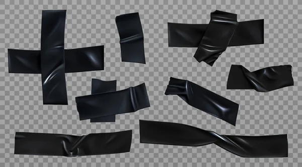 Colle isolante noire ridée rayures ensemble — Image vectorielle