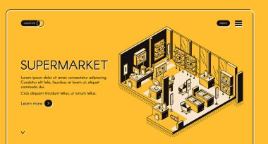 Süpermarket izometrik iniş alanı içi boş depo
