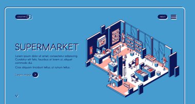 Süpermarket izometrik iniş alanı içi boş depo