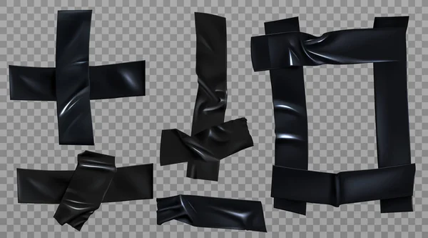 Colle isolante noire ridée rayures ensemble — Image vectorielle