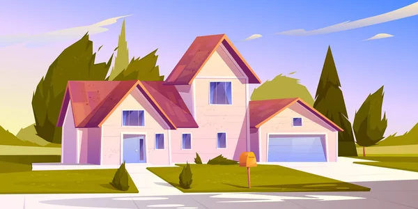 Dom na przedmieściach, domek mieszkalny, nieruchomości. — Wektor stockowy