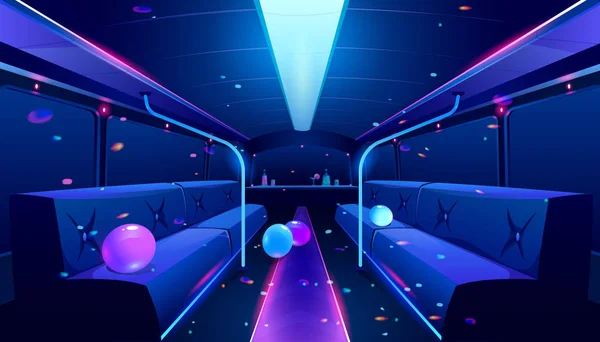 Intérieur de boîte de nuit vectoriel en bus de fête — Image vectorielle