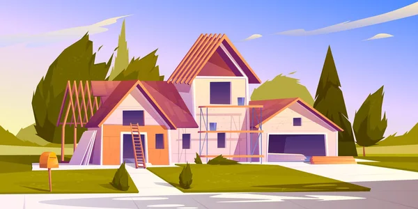 Vektor illustration av hus byggarbetsplats — Stock vektor