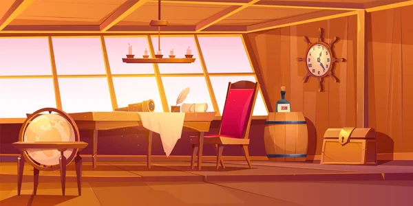 Capitão pirata navio cabine interior — Vetor de Stock