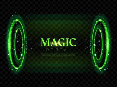 Fantezi sihirli portal fütüristik hologram ışınlanması