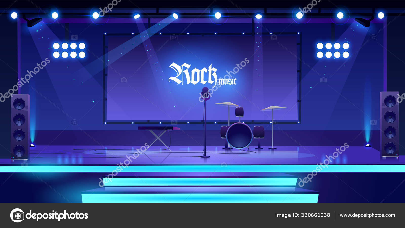 Stage with rock music instruments and equipment Stock Vector by  ©vectorpouch 330661038