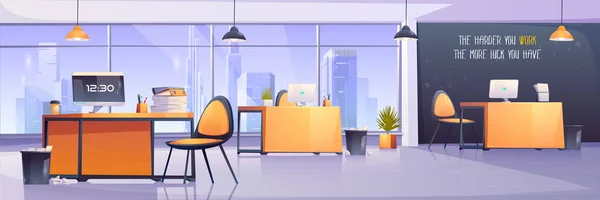 Interior de oficina moderno, lugar de trabajo de negocios — Vector de stock