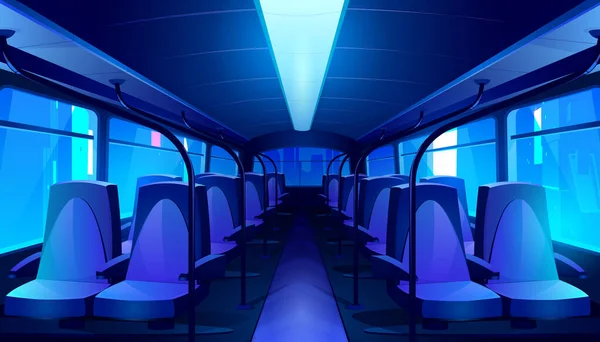 Vecteur vide bus scolaire intérieur la nuit — Image vectorielle