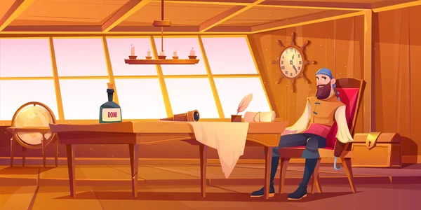 Pirate captain, interior of ship cabin — 스톡 벡터