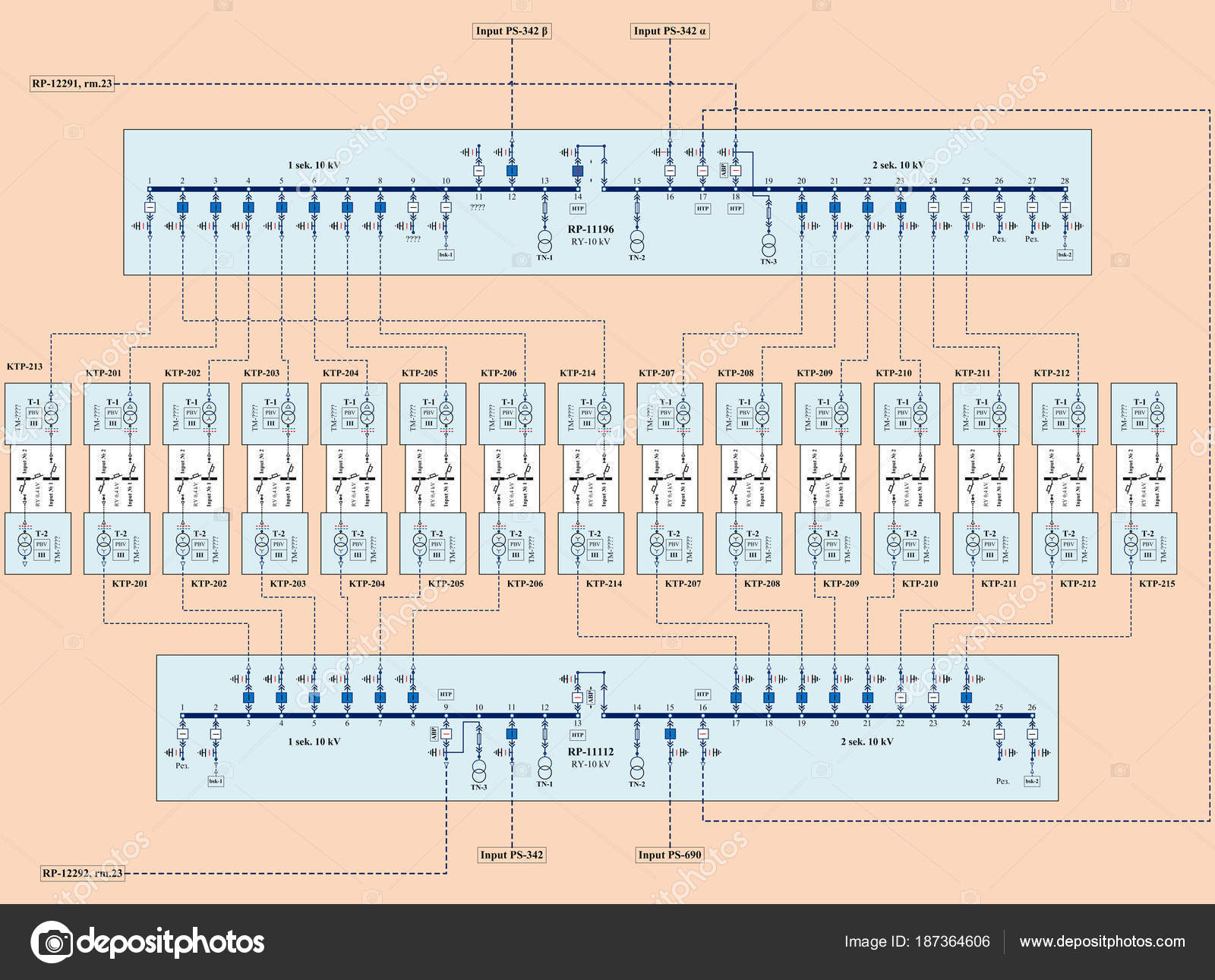 Electric Wiring Diagram Power Transformers — Stock Photo