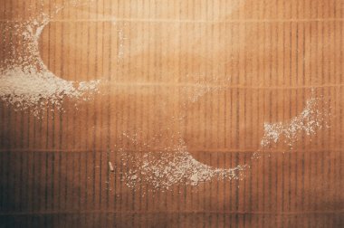 Yuvarlak kurabiye un, üstten görünüm co ile oluşturduğu boş uzaydan