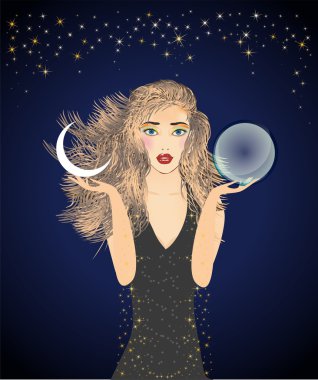 bir kristal top ile kız