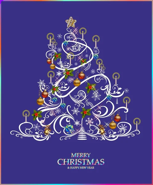 Vánoční Dekorace Bílá Vánoční Strom — Stockový vektor