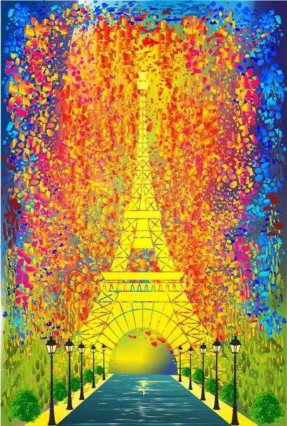 Image Impressionniste Tour Eiffel Paris — Image vectorielle