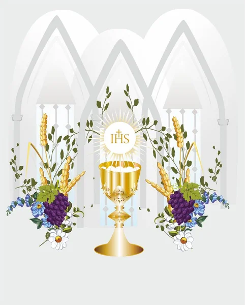 Background Characteristic Symbols Holy Communion — Stock Vector